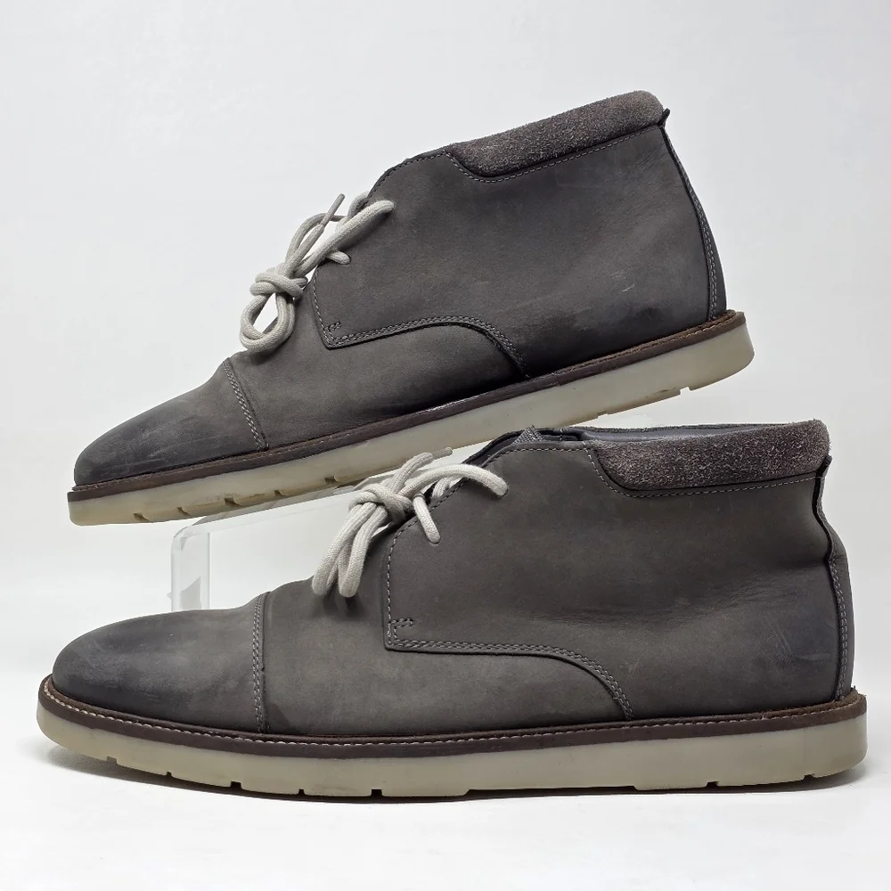 Clarks Collection Gray Leather Cap Toe Chukka Boots 14885‎ Men's US  Size 11 M
